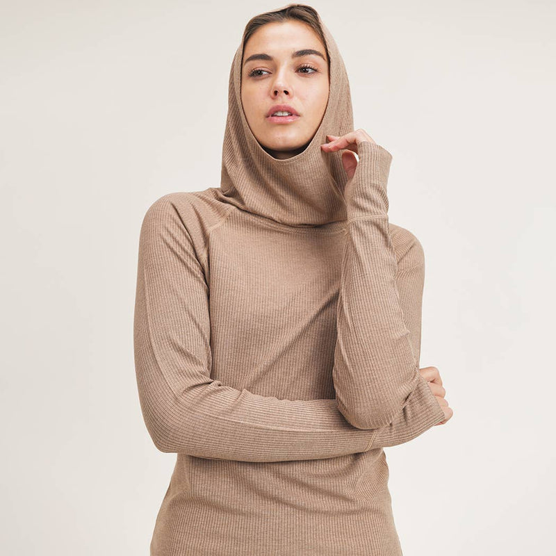 Ribbed Raglan Hoodie Top
