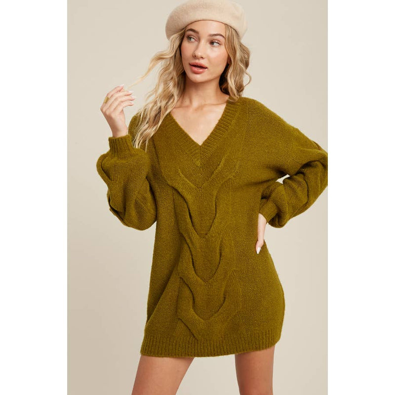 Spiral Twist Cable Tunic Sweater
