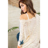 Frayed V Neck Multi Color Star Sweater