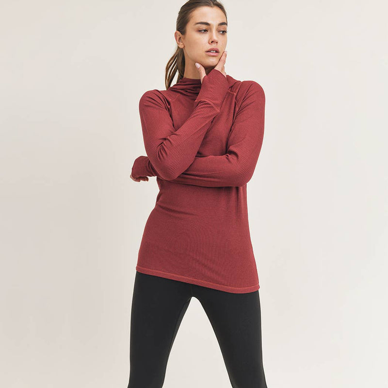 Ribbed Raglan Hoodie Top
