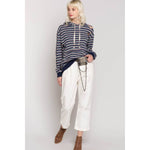 Distressed Multi- Striped Hoodie
