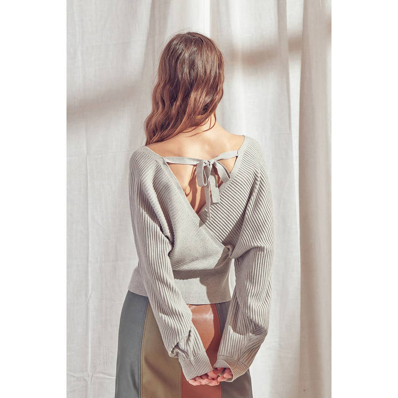 Surplice Ribbed Knit Top