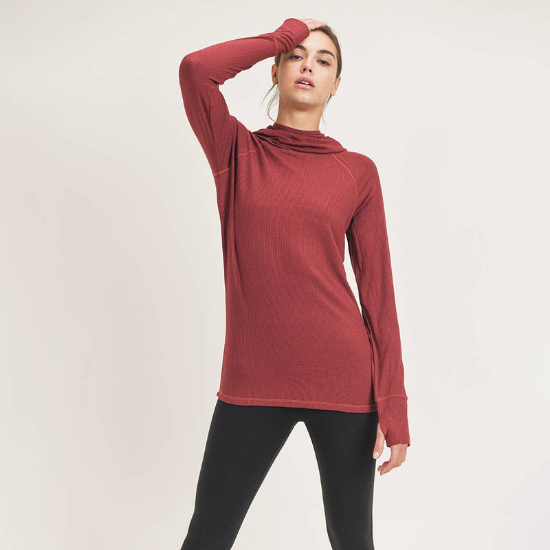 Ribbed Raglan Hoodie Top
