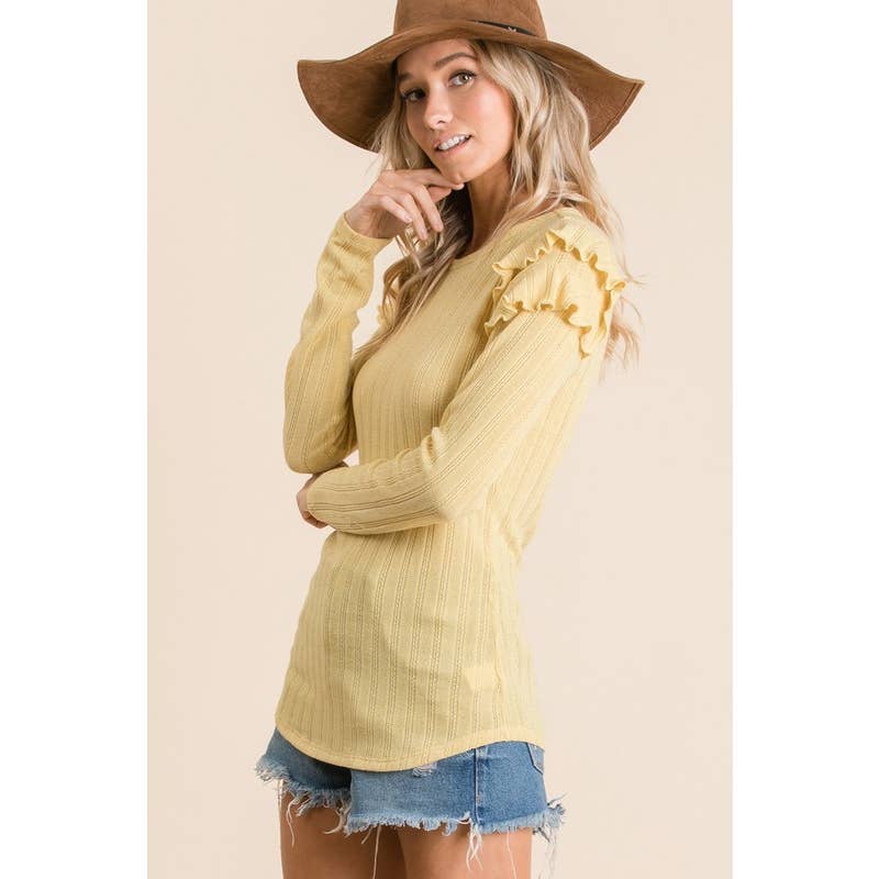 Ruffle Shoulder Knit Top