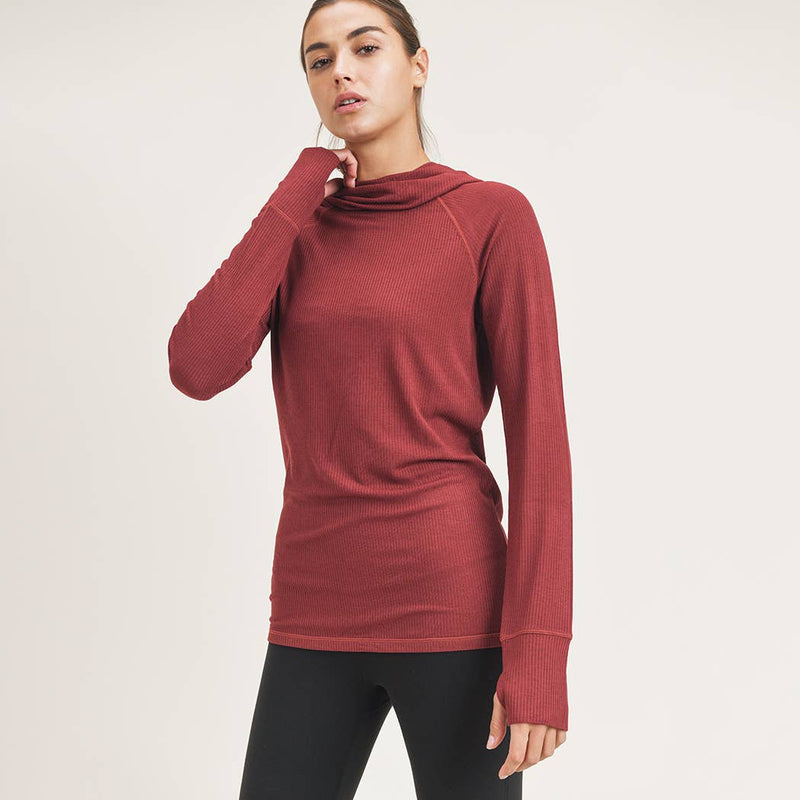 Ribbed Raglan Hoodie Top