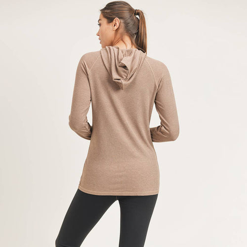 Ribbed Raglan Hoodie Top