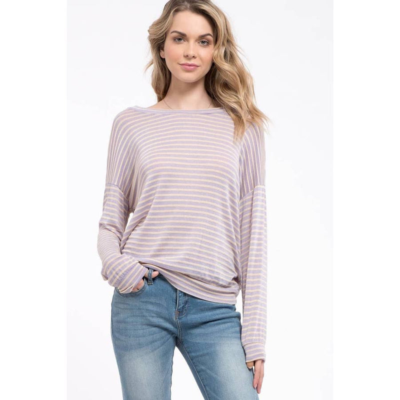 Striped Open Back Knit Top