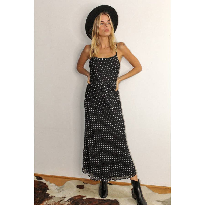 Black & White Dot Slip Dress