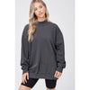 Mock Neck French Terry Sweater- gray bleached dye