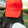 Here For It Red Trucker Hat