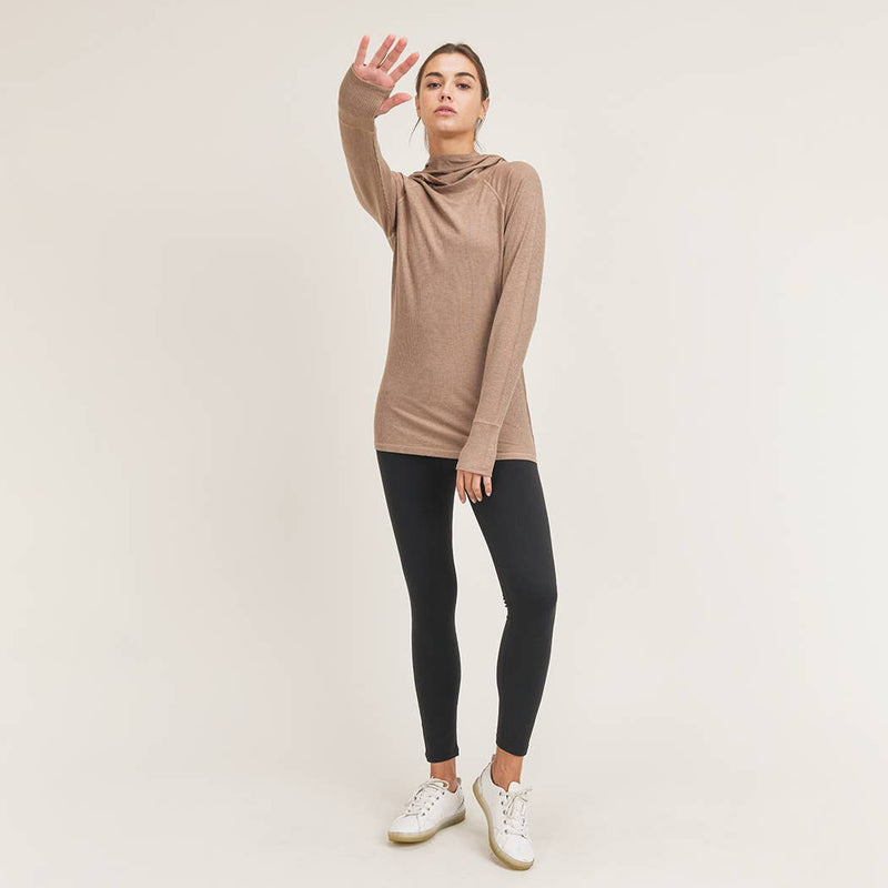 Ribbed Raglan Hoodie Top