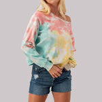 Tie Dye Drop Shoulder Crop Sweatshirt