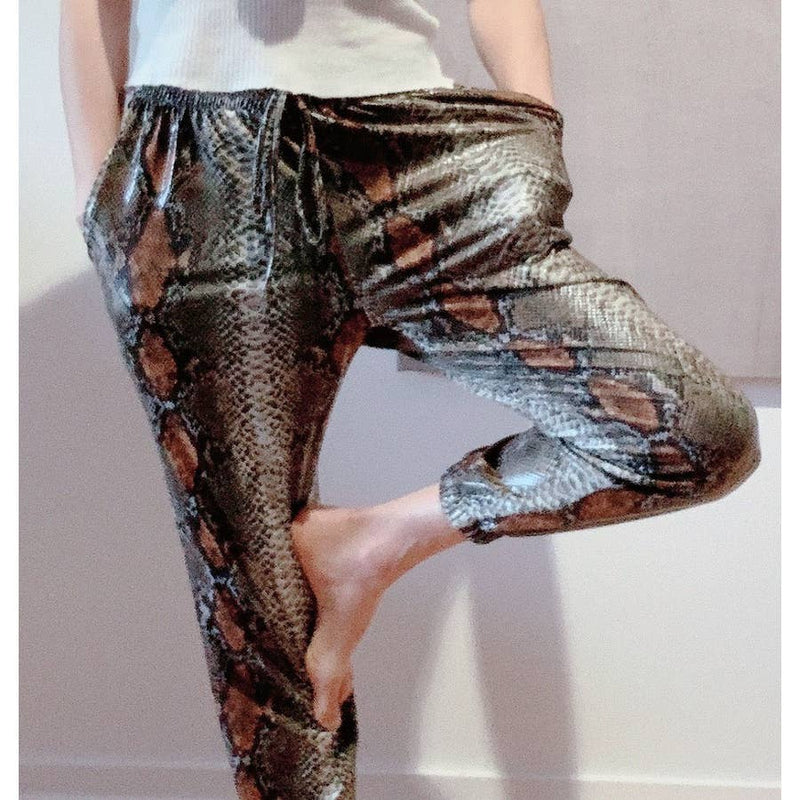 Snakeskin Print Jogger Pants