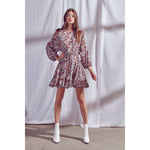 Floral Print Semi Pleated Dress