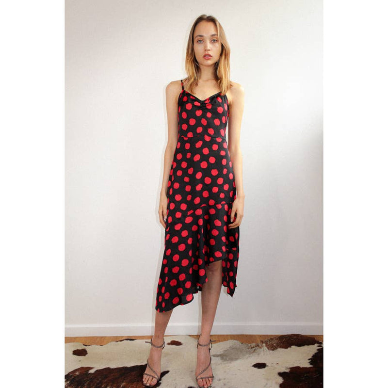 Black With Red Dot Slip Dress