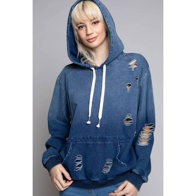 Ripped Distressed Indigo Hoodie – Dirty Laundry & Co