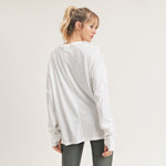 Mineral- Washed Hi- Lo Sweater w/Thumbholes