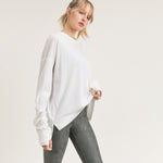 Mineral- Washed Hi- Lo Sweater w/Thumbholes