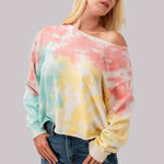 Tie Dye Drop Shoulder Crop Sweatshirt