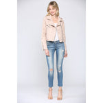 Snake Print Faux Moto Jacket