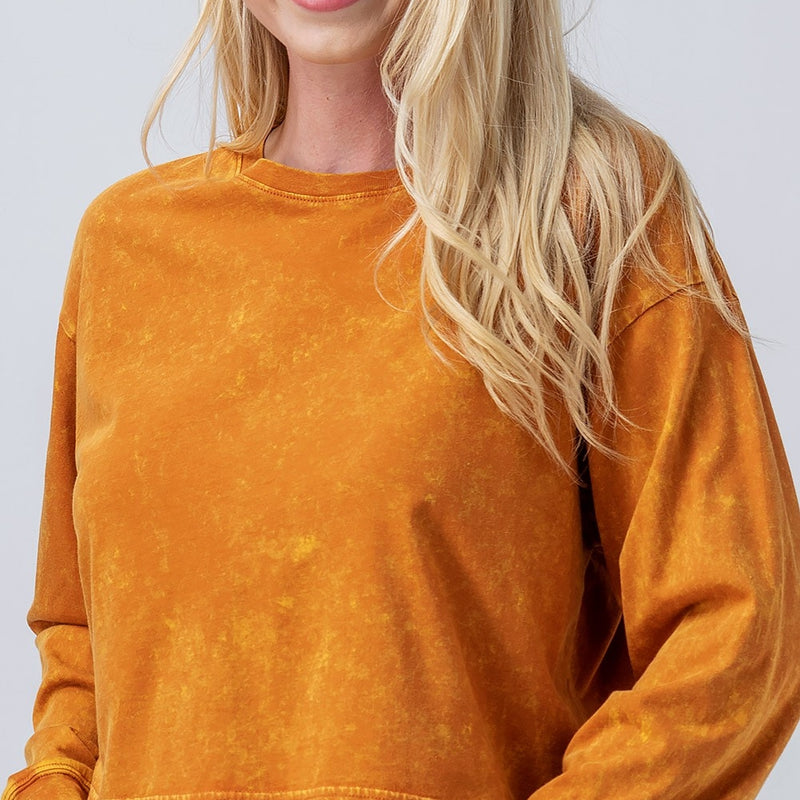 Mineral Wash Long Sleeve Crop Top