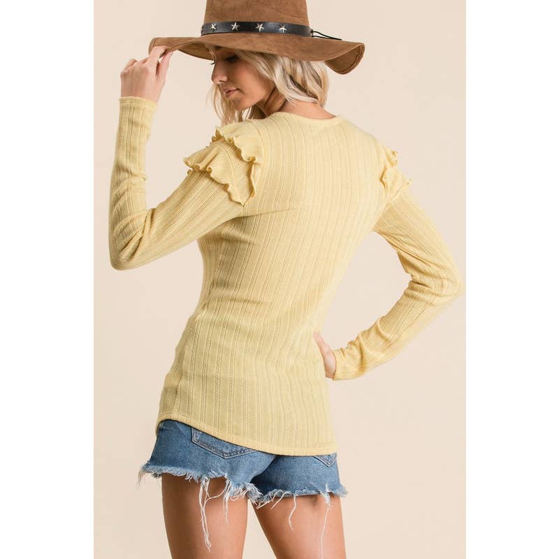 Ruffle Shoulder Knit Top