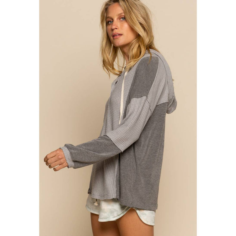 Waffle Knit Pullover Hoodie