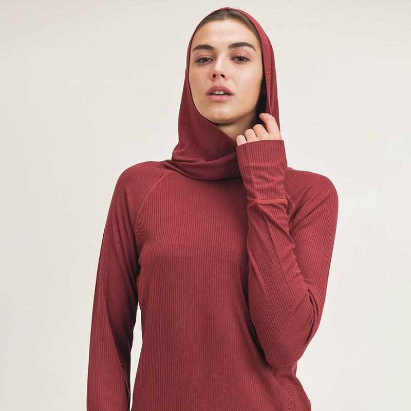 Ribbed Raglan Hoodie Top