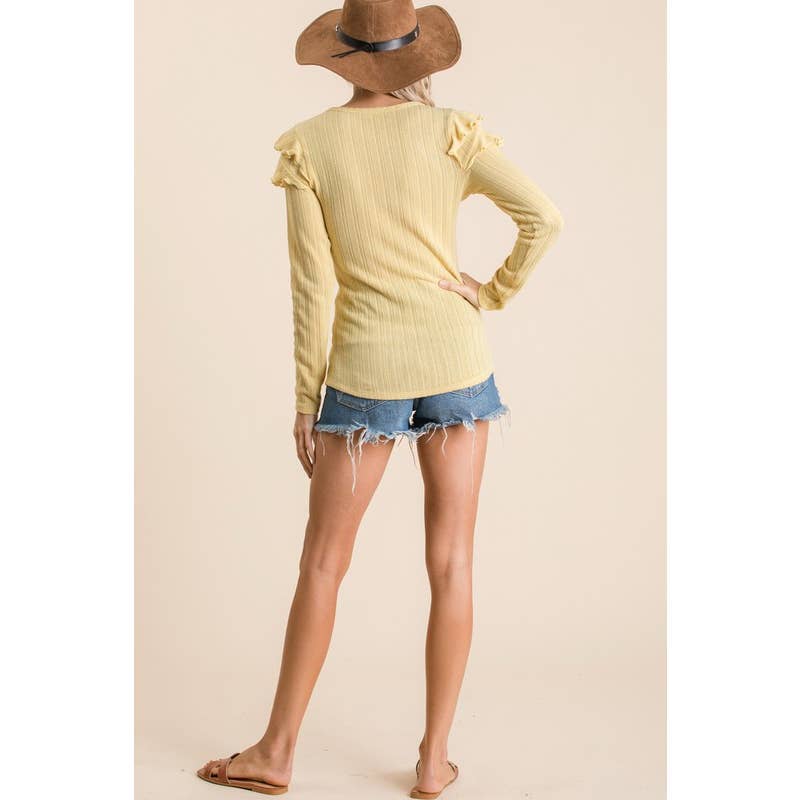 Ruffle Shoulder Knit Top